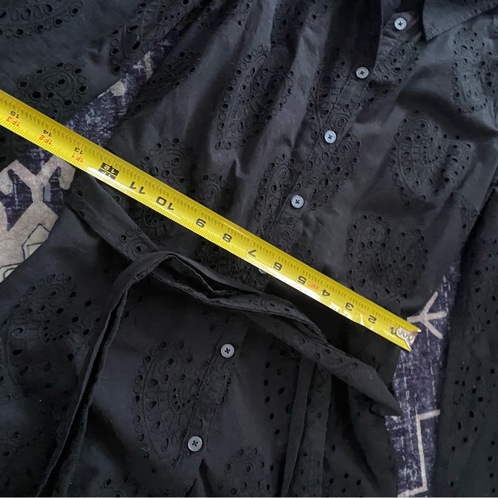 Boden Black Eyelet Button-Front Midi Dress - Picture 7 of 14
